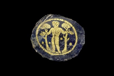 Medallion with Beardless, Short-Haired Nude Figure Between Two Trees by Roman